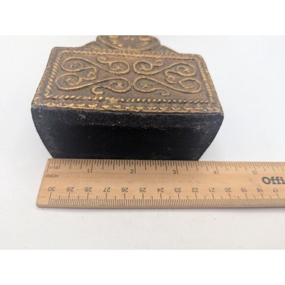 Antique-Style Decorative Cross Tabletop Ornate Resin Bronze Finish 12" Tall - Picture 6 of 12